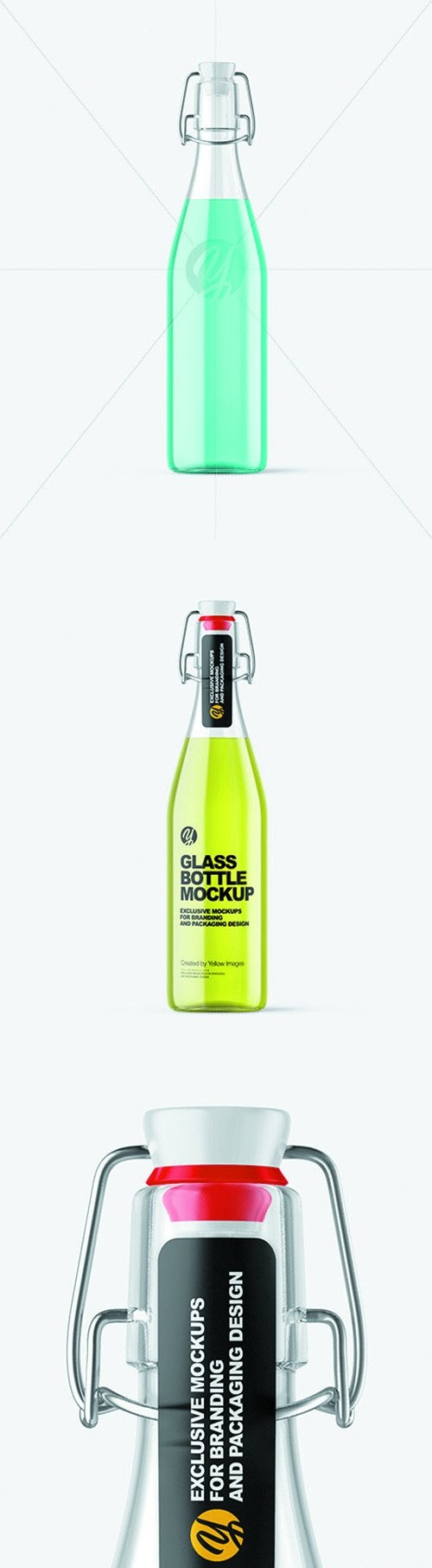 Download Clear Glass Bottle with Clamp Lid Mockup 66332