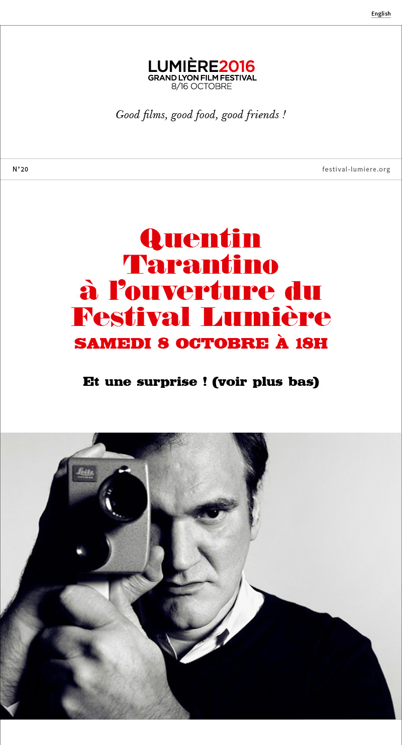 Quentin Tarantino pour l'ouverture du festival Lumière 