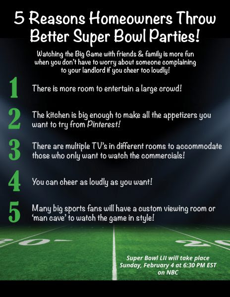 5 Reasons Homeowners Can Throw Better Super Bowl Parties! [INFOGRAPHIC] | MyKCM