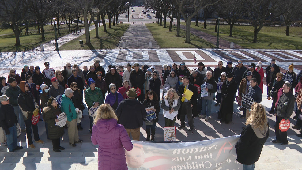  Pro-life demonstrators gather outside State House