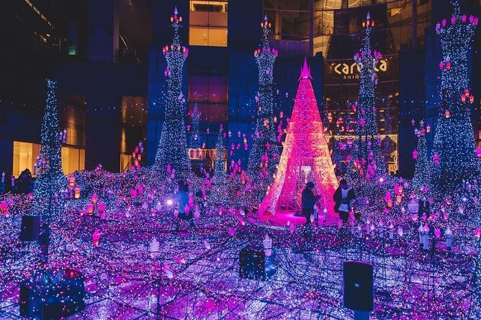 trải nghiệm mùa đông Nhật Bản - lễ hội ánh sáng Caretta Shiodome Illumination