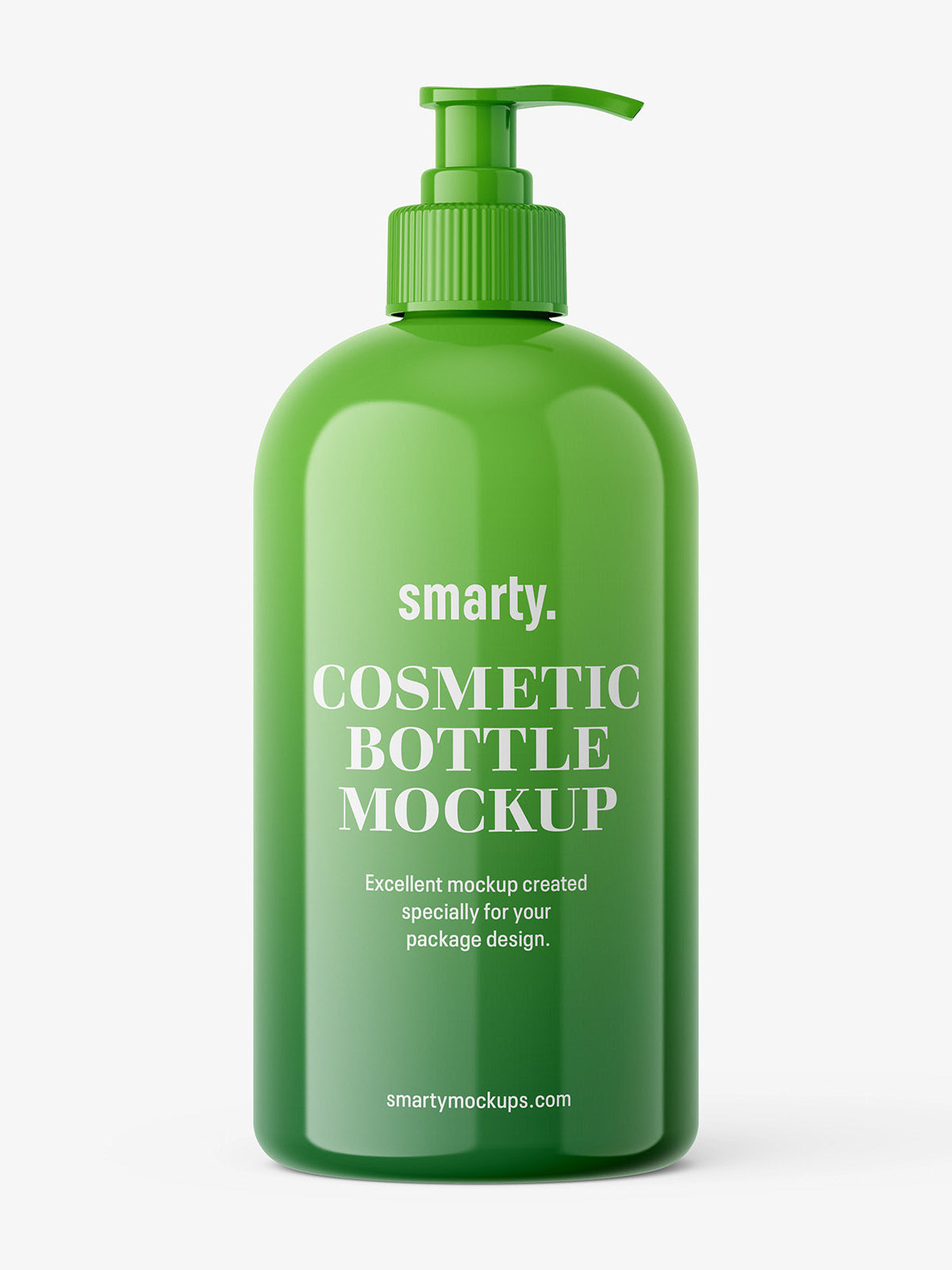 Cosmetic bottle with pump mockup / glossy Smarty Mockups