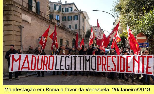 Manifestação na Itália a favor do governo legítimo da Venezuela.