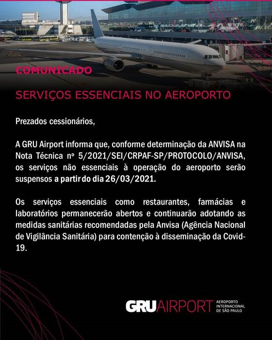 COMUNICADO GRU AIRPORT - SERVIÇOS ESSENCIAIS