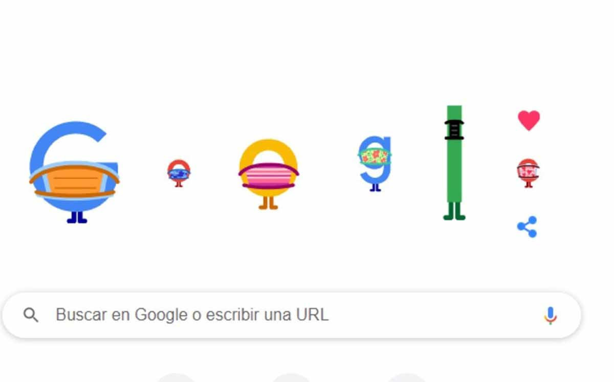 Así te invita el doodle de google a usar cubrebocas
