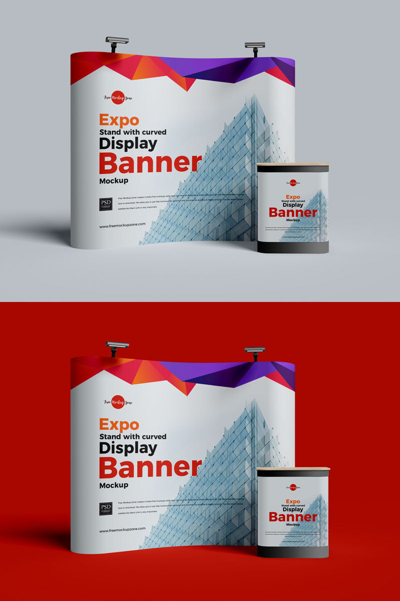 Free Expo Display Stand Banner Mockup PSD Graphic Google Tasty