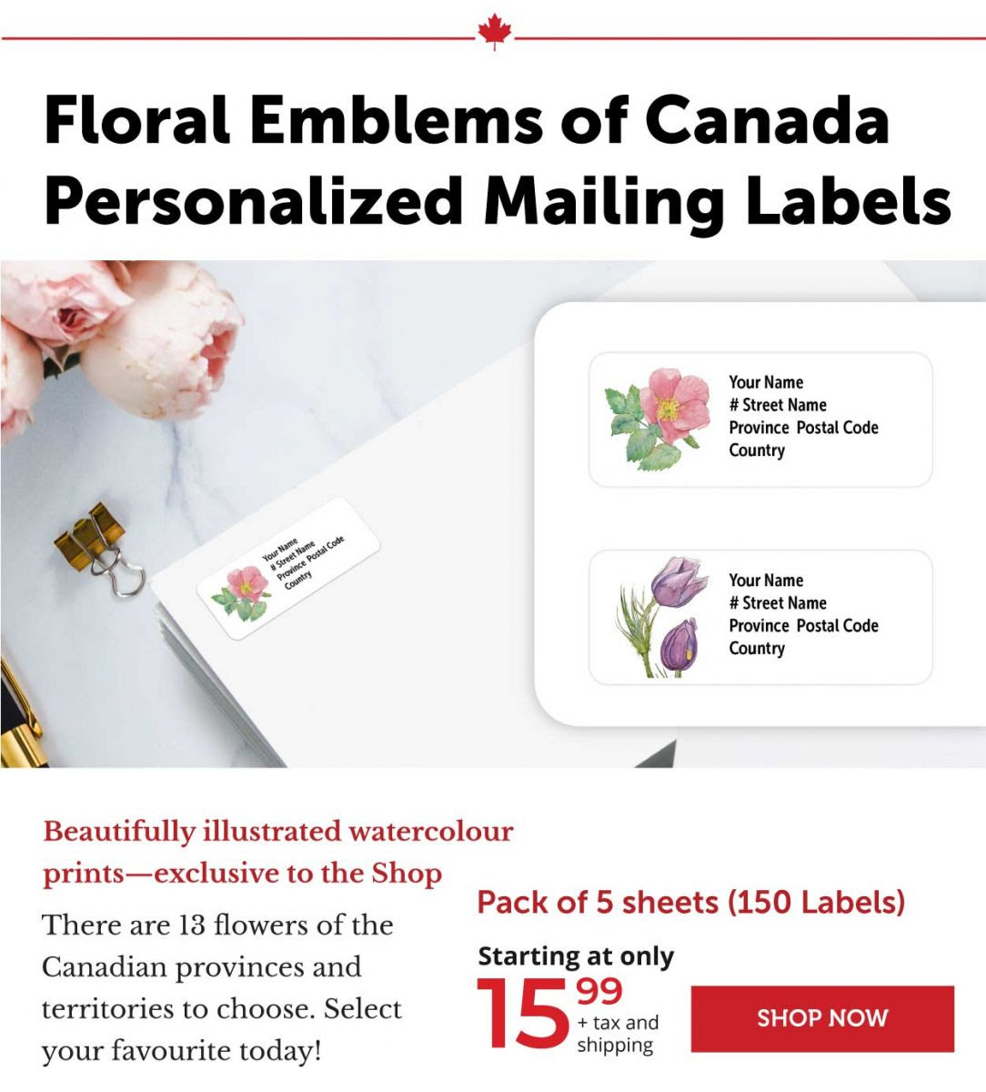 Floral Emblems - Mailing Labels