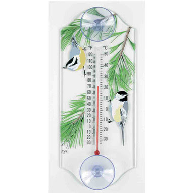 Window Thermometer- Acrylic- Classic - Chicadee/Nuthatch