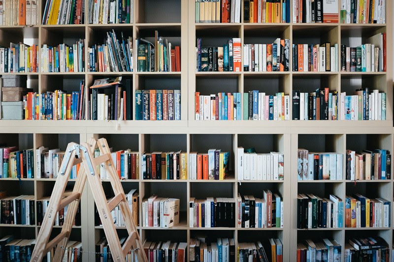 Books in a bookshelf