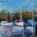 3 sail boats in oil 8 x 8 inch - Posted on Saturday, March 28, 2015 by Linda Yurgensen