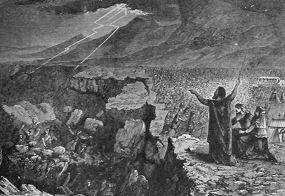 Destruction of Korah, Dathan,
and Abiram, illustration from the 1890 Holman Bible