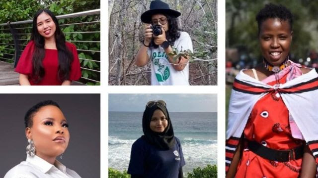 Jovens mulheres de diferentes países entrevistadas pela BBC para reportagem