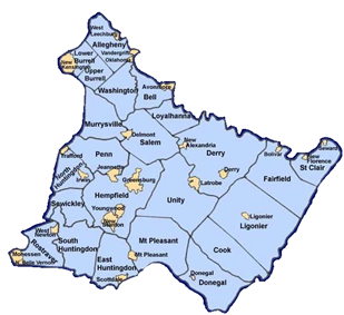 Map of the cities near Pittsburgh