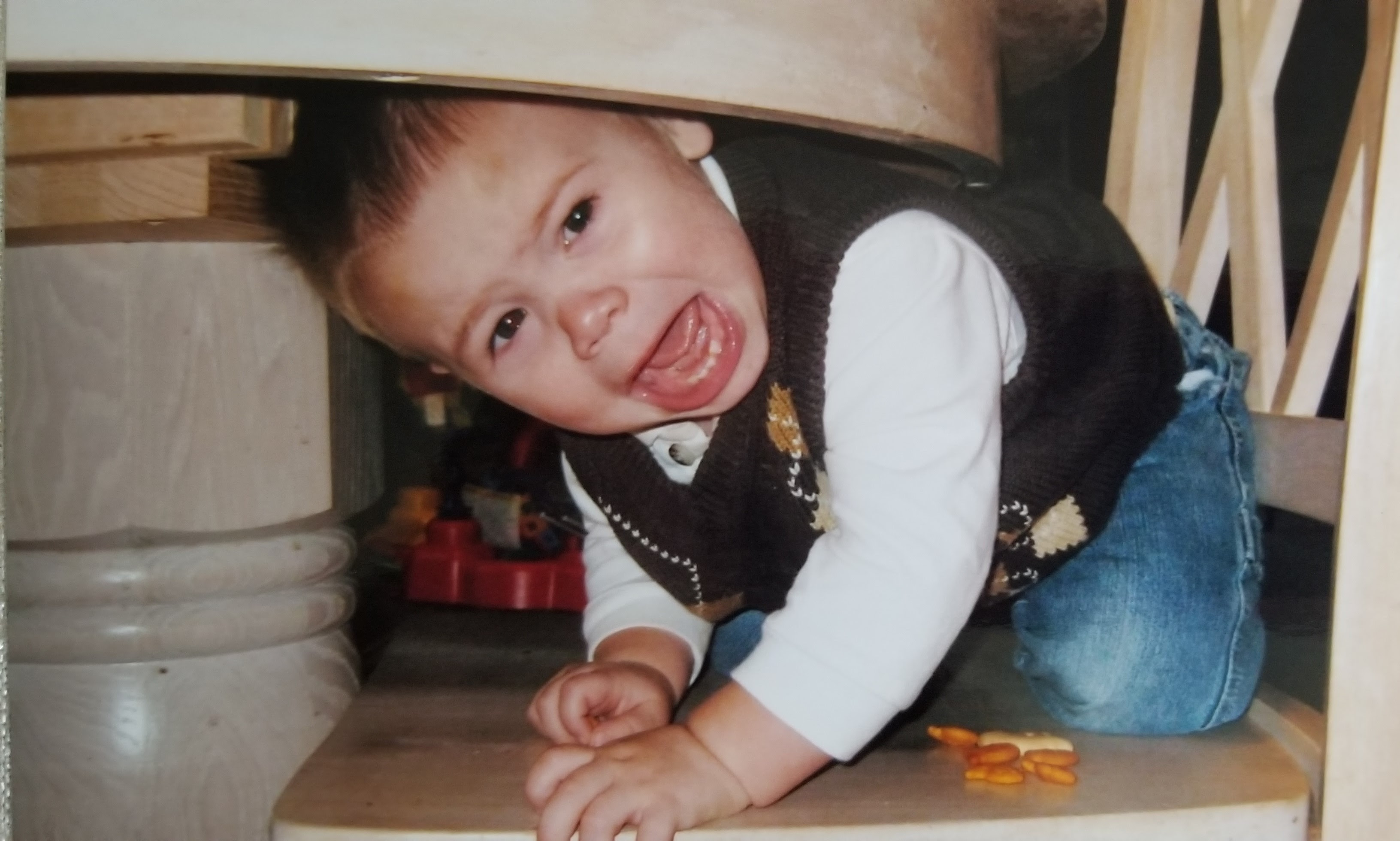 My youngest stuck under the table