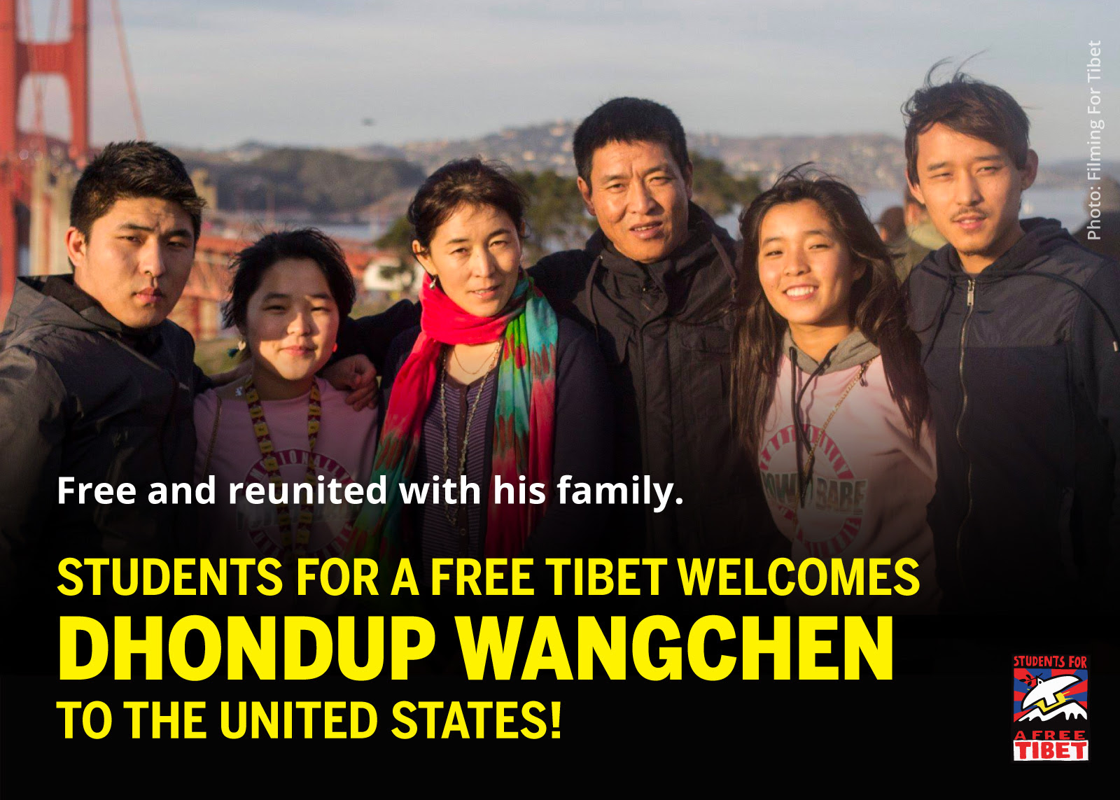 Dhondup Wangchenは彼の妻Lhamo Tsoと子どもと再会した