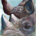 4x4 Rhino Up Close and Personal Watercolor, Pen and Ink by Penny Lee StewArt - Posted on Thursday, April 16, 2015 by Penny Lee StewArt