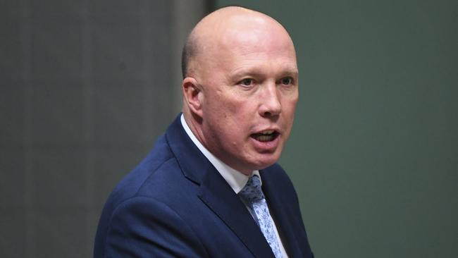 Peter Dutton says the new cyber strategy is aimed at keeping Australians safe from criminal threats, including ‘pedophiles targeting kids’. Picture: AAP