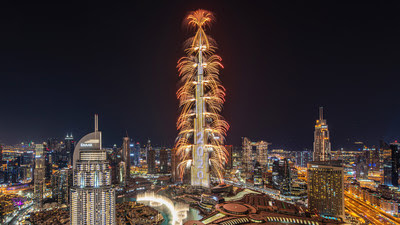 Emaar lit up the Downtown Dubai skyline with an unforgettable and record-breaking eight-minute and forty-three-second-long New Year's Eve Show on Burj Khalifa, the world's tallest building delighting billions of people around the globe