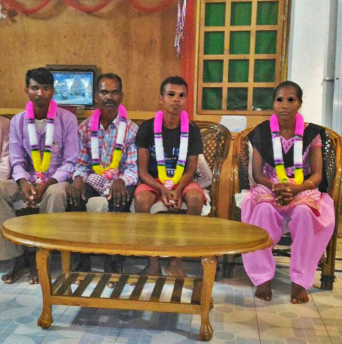  Four of the six Christians jailed and charged in Jharkhand state, India. (Morning Star News courtesy of Singhray Kullu)