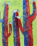 Saguaro Conversation, Contemporary Landscape Paintings by Arizona Artist Amy Whitehouse - Posted on Sunday, April 12, 2015 by Amy Whitehouse