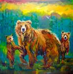 ARTOUTWEST Momma Bear Wildlife art oil painting Original Diane Whitehead - Posted on Tuesday, December 9, 2014 by Diane Whitehead