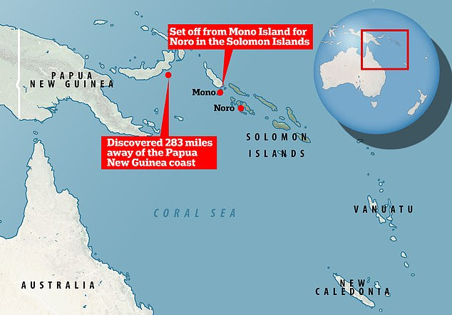 Livae Nanjikana and Junior Qoloni set off from Mono in the Shortland Islands on September 3 in a small motorboat and were eventually rescued 248 miles away by a fisherman off the coast of Papa New Guinea on October 2