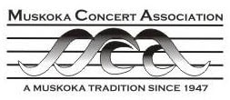 Logo: Muskoka Concert Association name over bars of music featuring scrolling designs. Underneath is written: A Muskoka Tradition since 1947