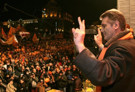 Viktor Iuşcenko după ce a câştigat reluarea alegerilor prezidenţiale din 2004 din Ucraina.