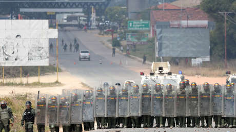 Efectivos de la Fuerza Armada Nacional Bolivariana en la frontera con Colombia, 24 de febrero de 2019