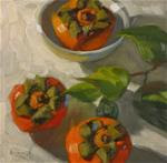 Three persimmons  6" x 6"  oil - Posted on Wednesday, December 3, 2014 by Claudia Hammer