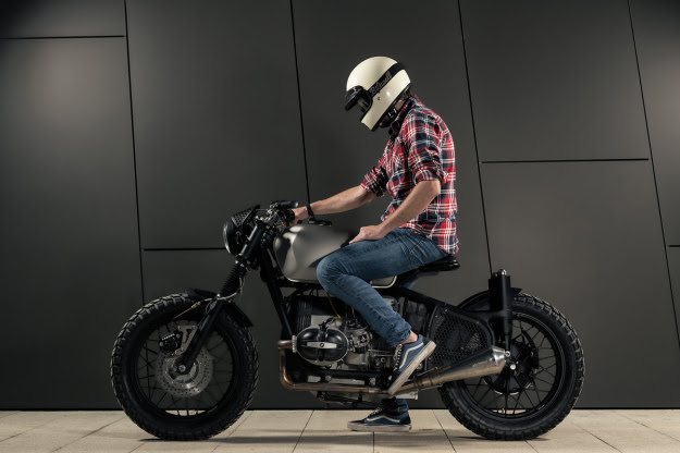 This is 'Voltron,' a 1964 BMW R69S customized by ER Motorcycles.