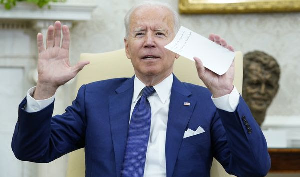 President Joe Biden speaks during his meeting with Iraqi Prime Minister Mustafa al-Kadhimi in the Oval Office of the White House in Washington, Monday, July 26, 2021. (AP Photo/Susan Walsh)