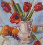 Still Life with Tulips, Original oil by Carol DeMumbrum - Posted on Sunday, February 8, 2015 by Carol DeMumbrum