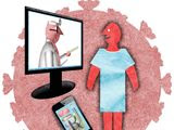 Illustration on the virtues of telehealth systems by Alexander Hunter/The Washington Times