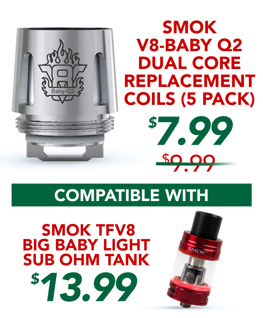 Smok V8-Baby Q2 Dual Core Replacement Coils (5 Pack), $7.99