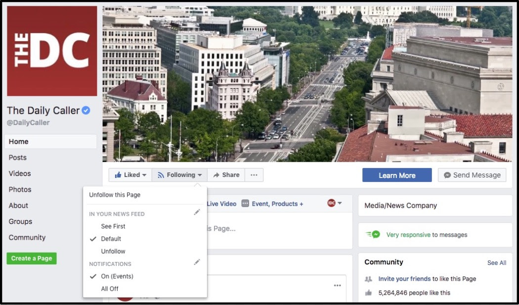 Screenshot: The Daily Caller Facebook