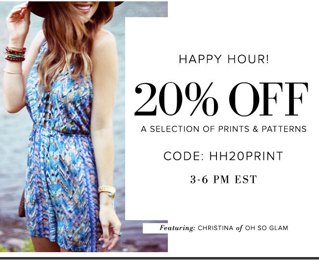 20% Off A Selection of Prints & Patterns.  Use Code: HH20PRINT