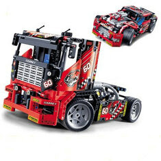 Decool 608pcs Race Truck Car 2 In 1 Transformable Blocks