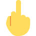 Reversed hand with middle finger extended