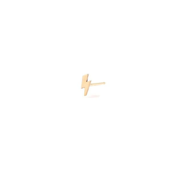 14K Gold Itty Bitty Lightning Bolt Single Stud Earring