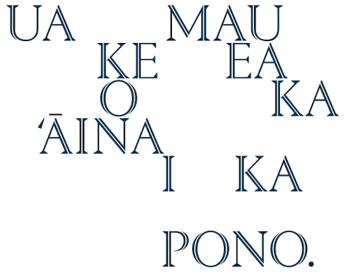 strictly-hawaiian:    Ua Mau Ke Ea O Ka ‘Aina I Ka Pono.  The life of the land is perpetuated by righteousness.  