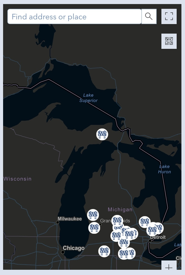 Map of Michigan showing where bridge bundling projects are 