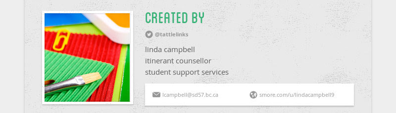 created by
@tattlelinks
linda campbell
itinerant counsellor
student support services...