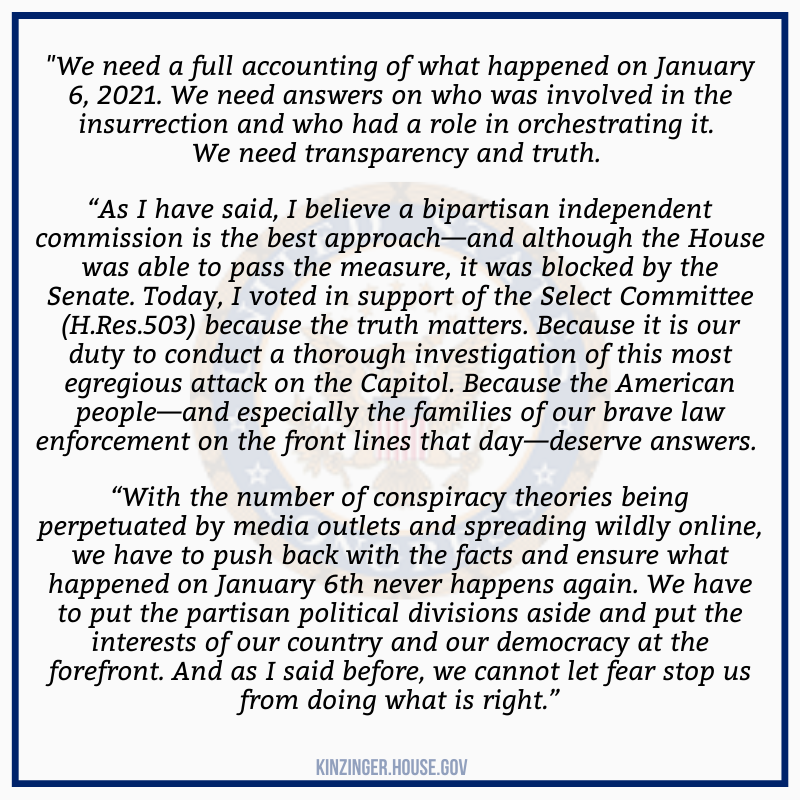 Statement released by Kinzinger on Twitter