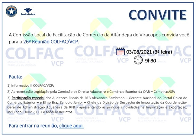 CONVITE COLFAC VCP - 26ª reunião