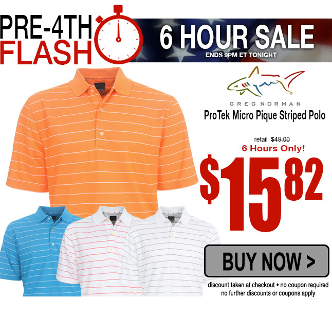 Pre-4th Flash Sale! Greg Norman Polo $15.82! 6 Hours Only â€¢ Ends tonight at 9PM ET