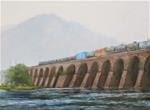 SOLD 'Misty Morning Train' Rockville Bridge, Susquehanna River Harrisburg, PA An Original Oil Painti - Posted on Tuesday, February 24, 2015 by Claire Beadon Carnell