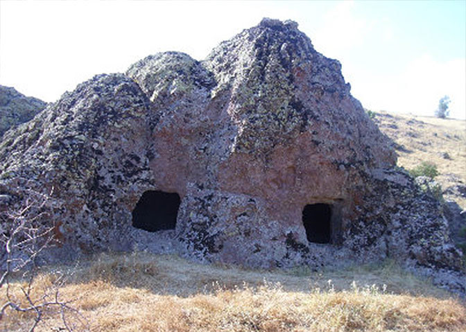 Two cave entries from the ancient settlement
