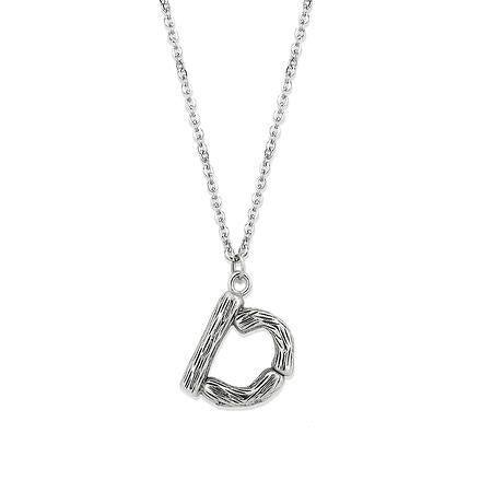 TK3853D High Polished Stainless Steel Chain Initial Pendant - Letter D