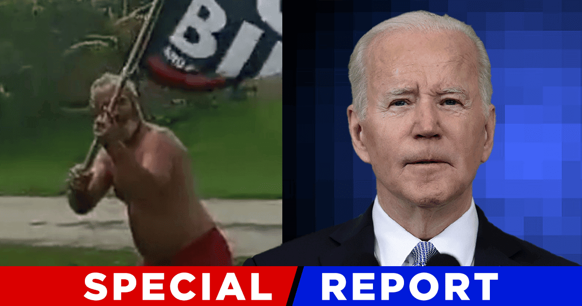 Patriot Braves Hurricane to Fly Epic Biden Flag - And Joe Is Absolutely Furious